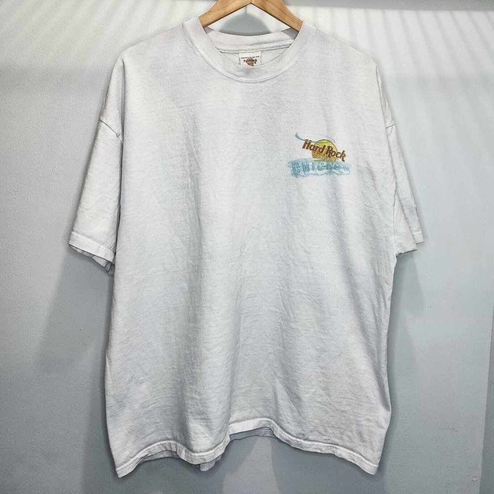 Hard Rock Chicago Vintage USA Made Shirt White Windy City Rare OG‎ 90s Size 2XL
